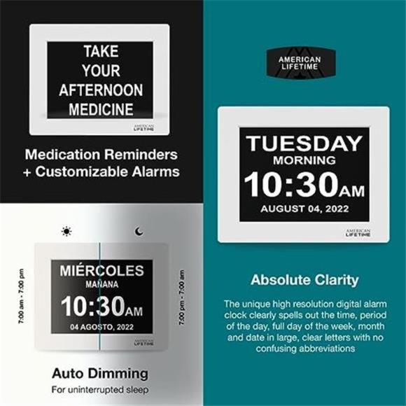 Dementia Clock Large Digital Clock for Seniors, Digital Clock Large Display - Picture 3 of 5